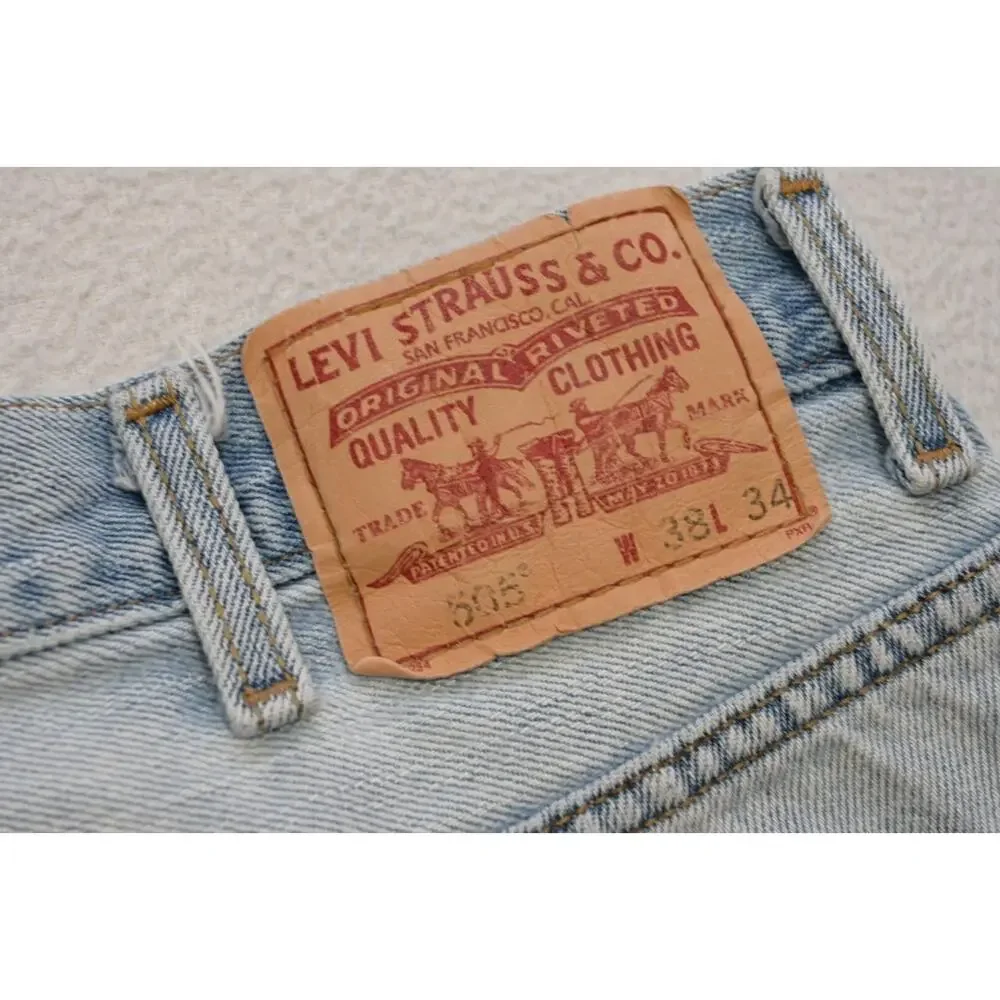 Levi's 505 Regular Fit Straight Rugged Denim Blue Jeans Mens 36 x 33 (Tag 38x34)
